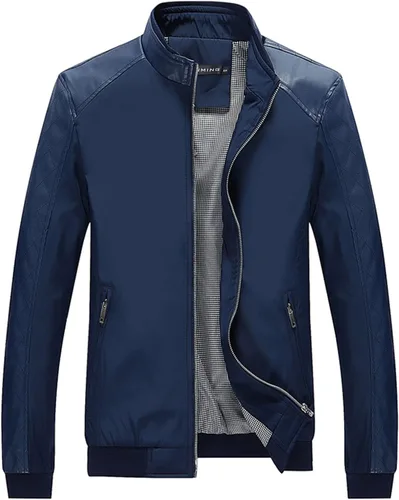 Vista 9 de Tanming Chaqueta bomber Softshell casual de corte ajustado y ligera con cremallera para hombre