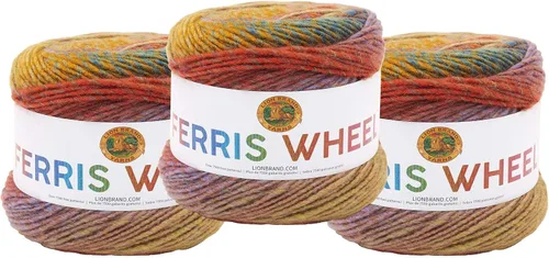 Vista 31 de Lion Brand Yarn, Hilo multicolor en forma de rueda Ferris para tejer, hacer ganchillo y manualidades, Buttercup, paquete de 1