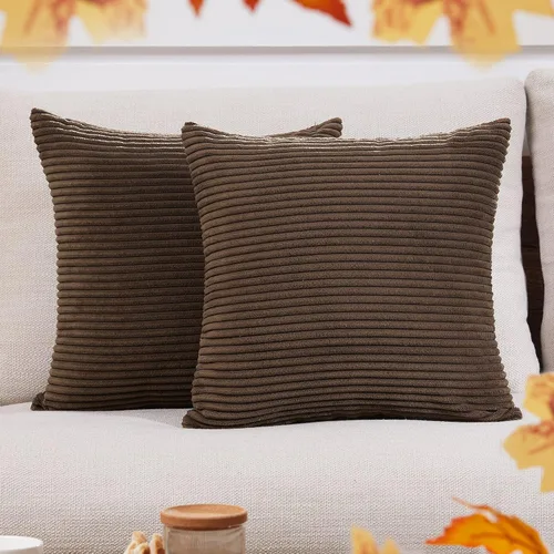 Vista 18 de Deconovo Fundas de Almohada Decorativas de Pana, Juego de 2 Fundas de Cojín Decorativas Suaves, Lavables a Máquina con Textura para Sofá, Sillón