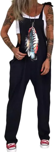 Vista 50 de PAODIKUAI Overol casual con estampado de calavera para mujer, overol suelto con bolsillos