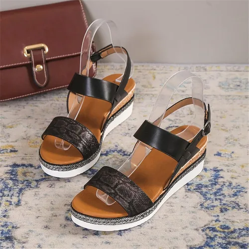 Vista 4 de Sandalias ortopédicas para mujer, tacones de cuña para mujer, pantuflas de caminar con soporte de arco, sandalias de cuña de verano elegantes