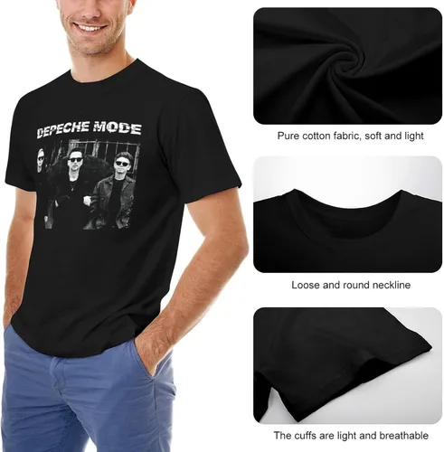 Vista 6 de Camiseta de algodón de moda con cuello redondo y manga corta para hombre