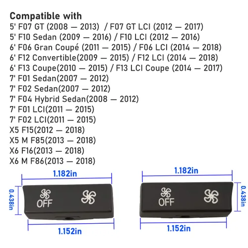 Vista 4 de Jaronx Compatible con el botón de CA de velocidad del ventilador de control de clima BMW, repuesto para 5 pies F07/F10,6 pies F06/F12/F13,7 pies
