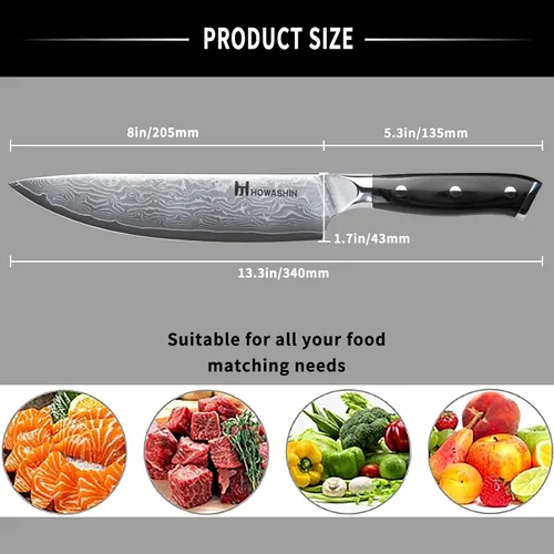 Vista 52 de Cuchillo de chef de 6 pulgadas, cuchillos de cocina, deshuesado de acero inoxidable alemán de alto carbono, cuchillo profesional para carne, aves
