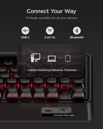 Vista 4 de wegear PIXIU 98 Teclado mecánico para juegos, interruptores rojos Cherry MX2A