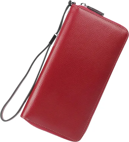 Vista 70 de Lavemi Pequeña cartera compacta para mujer, con bloqueo RFID, de piel auténtica, plegable, con ventanas de identificación