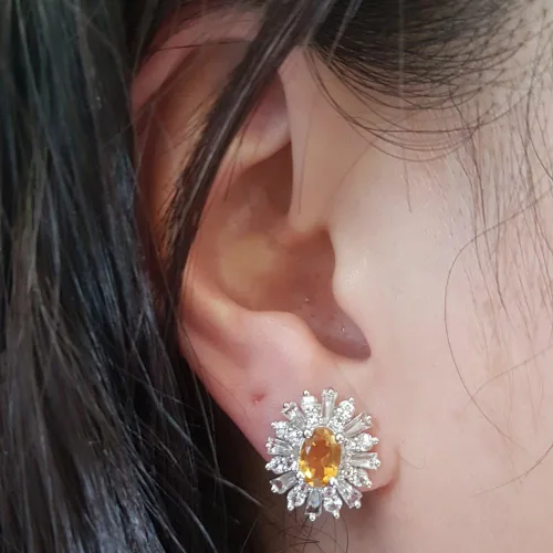 Vista 5 de Plata de ley Ladies Copo de Nieve Style Fashion Stud arete