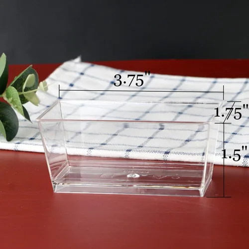 Vista 2 de Tosnail Paquete de 100 vasos rectangulares de 5 onzas para aperitivo de postre con 100 cucharas de plástico