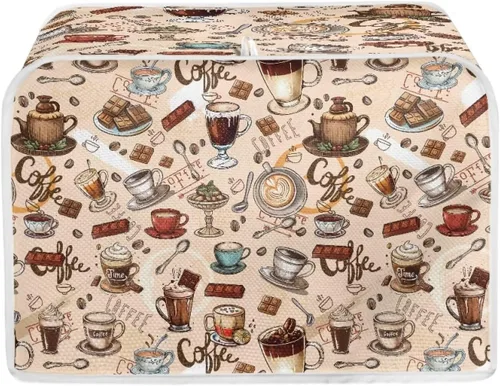 Vista 37 de chaqlin Cubierta para tostadora con estampado de chocolate, 2 rebanadas, resistente a las manchas, cubierta para horno de pan de diseño divertido