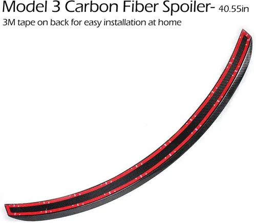 Vista 2 de ICBEAMER Alerón de maletero de fibra de carbono real, acabado brillante con ajuste resistente a la intemperie Tesla [modelo 3] estilo de fábrica
