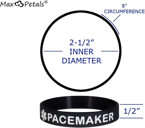 Vista 2 de PACEMAKER - Pulsera de silicona con identificación de alerta médica, 4 unidades, Caucho