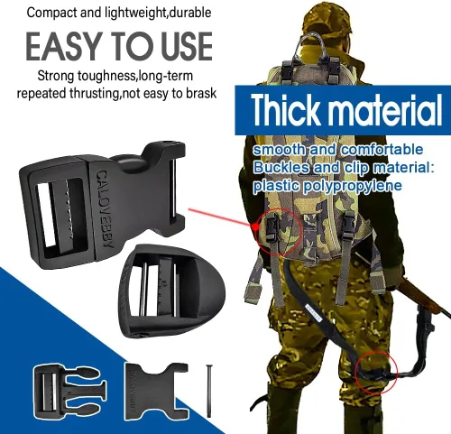 Vista 2 de Hebilla de liberación lateral rápida de 1 pulgada, clip ajustable sin costura, reemplazo de plástico para correas de nailon, cinturón de mochila 2