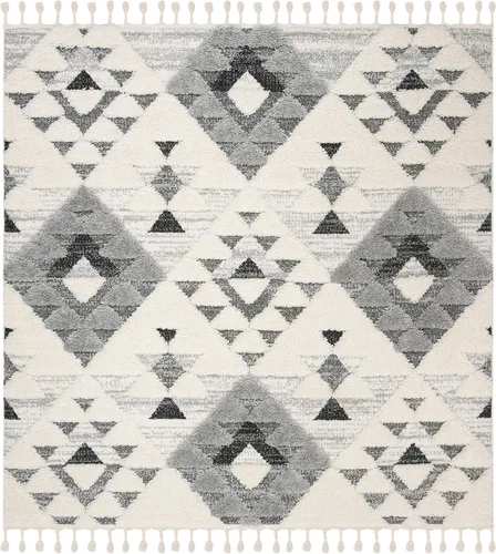 Vista 26 de SAFAVIEH Alfombra marroquí con borlas, 2 x 3 pies, marfil y marrón, no desprende pelusa y fácil de limpiar, textura alta y baja, ideal