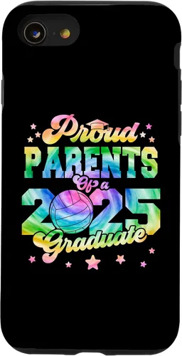 Vista 18 de iPhone 16 Parents of a 2025 Graduate Tie Dye Graduation VolleyBall Case