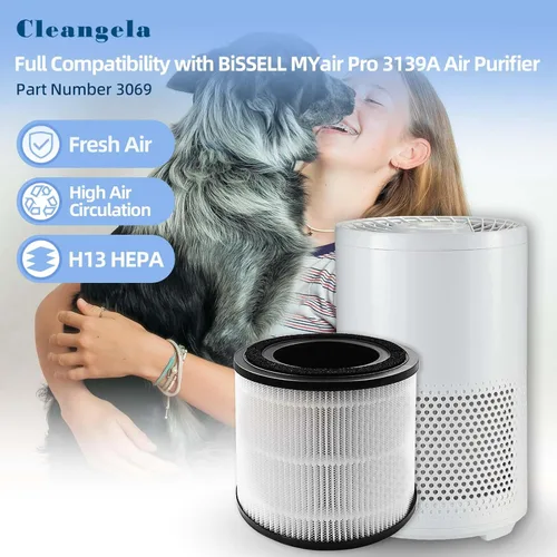Vista 4 de Filtro de repuesto 3139A compatible con el purificador de aire BISSELL MYair Pro, paquete de 2 filtros de repuesto para purificador de aire 3139B