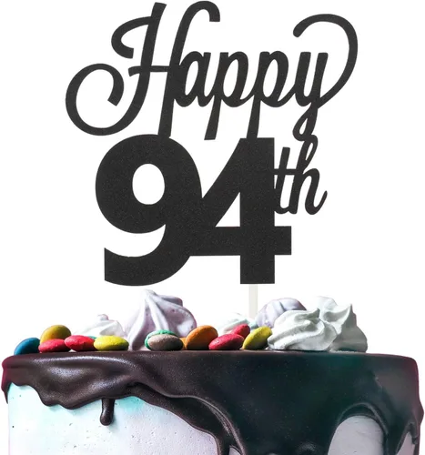Vista 76 de LINGTEER - Decoración para pastel con texto "Happy Birthday 100", color negro