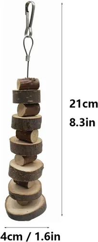Vista 2 de LWINGFLYER Juguete masticable para animales pequeños, jaula de madera de manzana natural, molares colgantes, bocadillos para hámsters, conejos 4