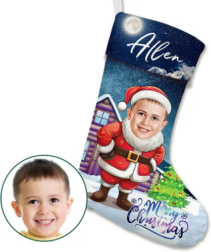 Vista 7 de Calcetines de Navidad personalizados, regalos de adorno de Navidad, carga tu imagen, crea medias para familia, niños, amantes, amigos, hogar