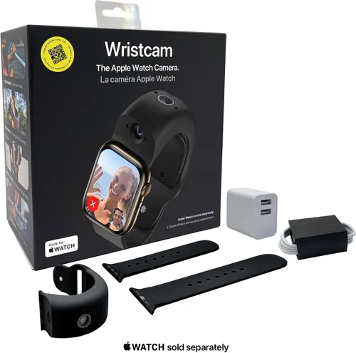 Vista 2 de Wristcam - Smartband con cámara modular y certificación Apple MFi para Apple Watch, cámaras de 8 MP + 2 MP, fotos 4K, grabaciones de 1080p, Negro