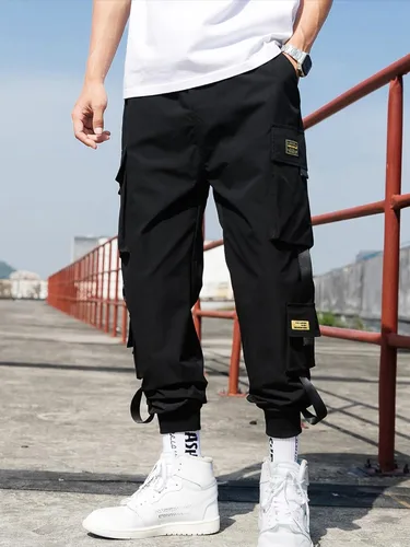 Vista 4 de Streetwear - Pantalones de hip hop, pantalones cargo deportivos, casuales, deportivos, para hombres, parejas, mujeres, unisex