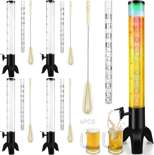 Vista 11 de Mimosa Tower, dispensador de torre de bebidas de 100 oz/3 L con tubo de hielo y luz LED, dispensador de cerveza de mesa (1 unidad)