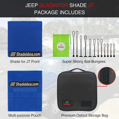 Vista 5 de Shadeidea - Parasol para capota de automóvil, parte delantera, funda de malla de color azul, bloqueador ultravioleta con bolsa de transporte