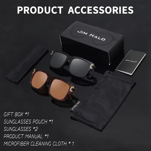 Vista 7 de JIM HALO Gafas de sol polarizadas para hombres y mujeres, gafas de sol clásicas retro cuadradas para conducir, pescar, protección UV400