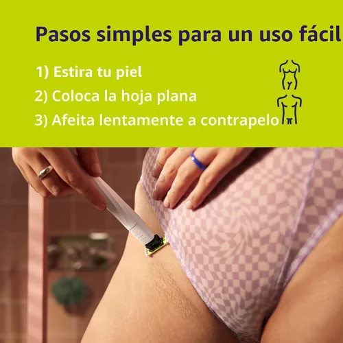 Vista 2 de Philips Norelco OneBlade Intimate, diseñada para el aseo púbico, recorte y afeitado con protección extra para la piel, Modelo QP1924/70
