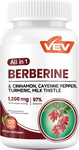 Vista 10 de VEV Berberine Supplement with Ceylon Cinnamon for Daily Wellness Support– 2 Bottles (240 Capsules Total)