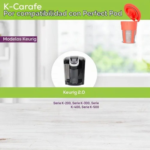 Vista 2 de Jarra ecológica para Keurig 2.0, Serie K300, K400, K500, Anaranjado