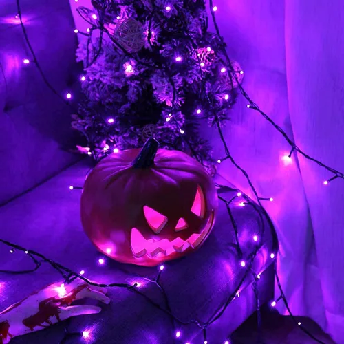 Vista 6 de JMEXSUSS 200 luces solares púrpuras de Halloween del LED/200 luces de Halloween púrpura LED