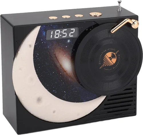 Vista 8 de Zopsc Retro Bluetooth Speaker with Clock Display, 360 Degree Surround Sound, Ambient Light for Kitchen Bedroom Office (Black)