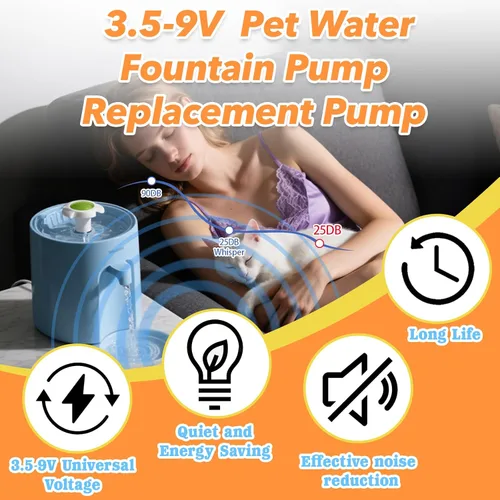 Vista 2 de Reemplazo de la bomba de fuente de agua, mini bomba sumergible negra de 3.5-9 V, USB-5800 para fuentes de mascotas, peceras, manualidades y plantas