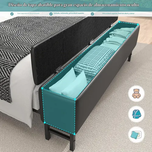 Vista 5 de Base de cama de plataforma de tamaño matrimonial con cabecera de almacenamiento, proyector de estrellas, color negro Charging Station, Heavy-Duty