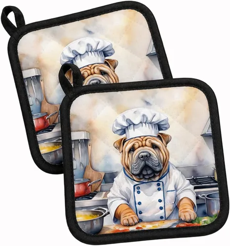 Vista 125 de Caroline's Treasures Coton de Tulear El Chef Par de Agarraderas de Ollas de Cocina Resistentes al Calor Juegos de Agarraderas de Ollas Almohadillas