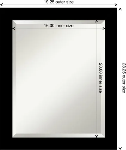 Vista 4 de Amanti Art Espejo de pared negro de 24 x 20 pulgadas, espejo de baño rectangular negro cepillado para decoración de pared de sala de estar, marco