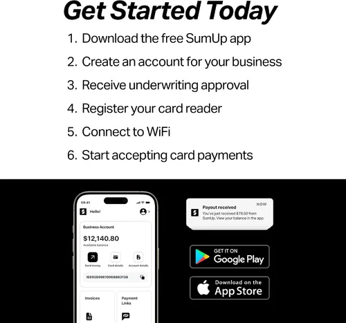 Vista 7 de SumUp Paquete de impresora Solo + - Lector de tarjetas de crédito de pago. Interfaz de pantalla táctil completa con tarjeta SIM gratuita y datos