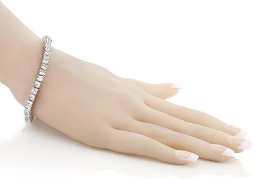 Vista 2 de Gem Stone King Pulsera de tenis clásica de circonita cúbica de corte princesa para mujer