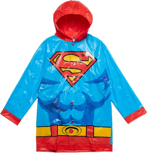 Vista 2 de DC Comics Justice League Superman Batman - Chaqueta impermeable para lluvia, capa y paraguas, 3 piezas, para niños pequeños