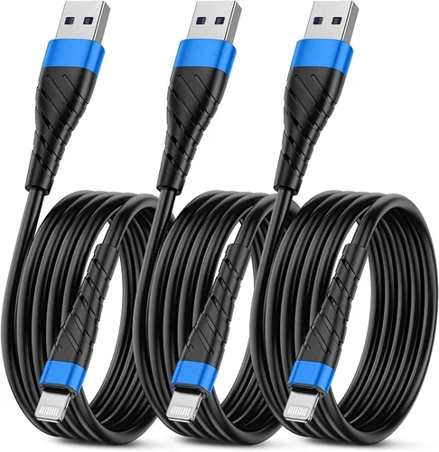 Vista 7 de Cable de carga corto con certificación MFi para iPhone, paquete de 3 unidades de 1 pie, 12 pulgadas para cable de carga Lightning, cable de datos