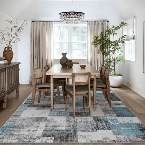 Vista 3 de Alfombra de área para sala de estar: 5 x 7, suave, moderna, abstracta, esponjosa, con respaldo antideslizante, alfombra lavable de felpa