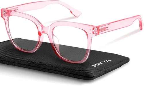 Vista 8 de miyya Gafas de luz azul para mujeres y hombres – Monturas gruesas de gran tamaño bloqueador de luz UV y azul, accesorios elegantes para gafas