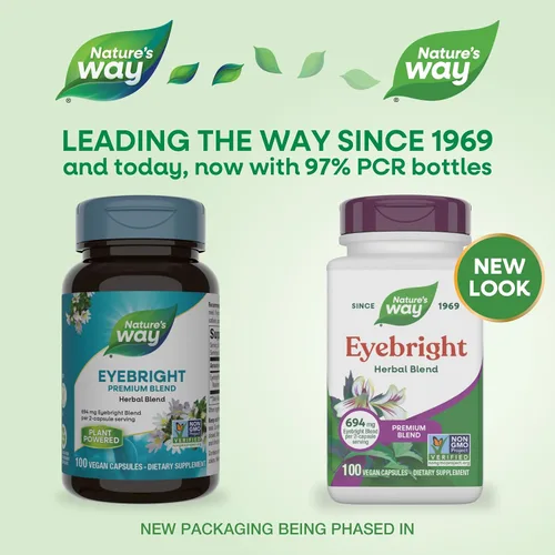 Vista 2 de Nature's Way Eyebright Blend, mezcla de hierbas, proyecto verificado sin OMG, sin gluten, vegano, 100 cápsulas