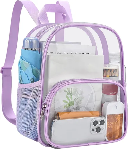 Vista 21 de USPECLARE Minimochila Transparente Aprobada para Estadio para Niños Pequeños y Niñas, Concierto, Festival, Eventos Deportivos, Aguamarina, Mediana
