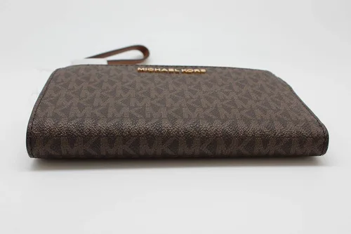 Vista 4 de Michael Kors - Cartera de viaje con doble cremallera de PVC marrón