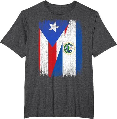 Vista 18 de Camiseta Half Puerto Rico El Salvador Flag Orgullo Salvadoreño Roots