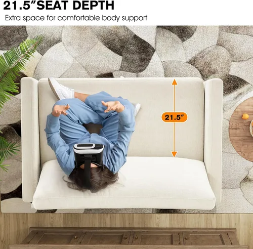 Vista 4 de Sofá cama loveseat de 51 pulgadas, sofá cama convertible de chenilla para espacios pequeños, sofá cama plegable con asiento profundo, 2 almohadas