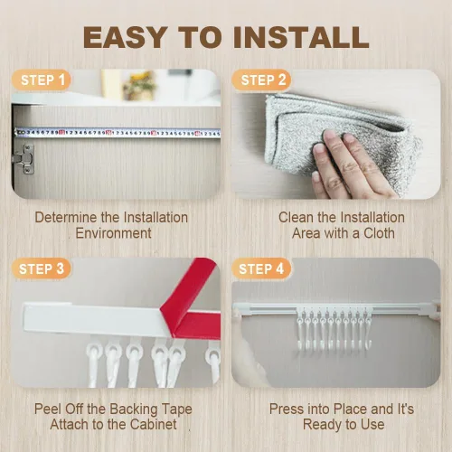 Vista 3 de Gancho multifuncional para riel deslizante, estante colgante de utensilios de cocina, colgador de pared, soporte para utensilios de ahorro