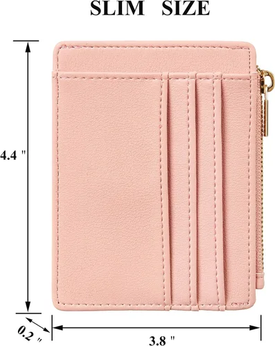 Vista 5 de Sodsay Estuche para tarjetas cartera delgada con bolsillo frontal para mujer sujetatarjetas con llavero