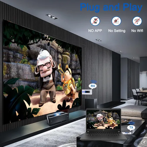 Vista 4 de Transmisor y receptor HDMI inalámbrico 165FT/50M, 5.8G+2.4G Kit de extensor HDMI inalámbrico para entrada de decodificación 4K Salida 1080P